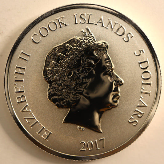 2017 Cook Islands 1 oz. 0.9999 Fine Silver 5 Dollar Coin 1 Upper Deck  Vladimir Tarasenko 45/500