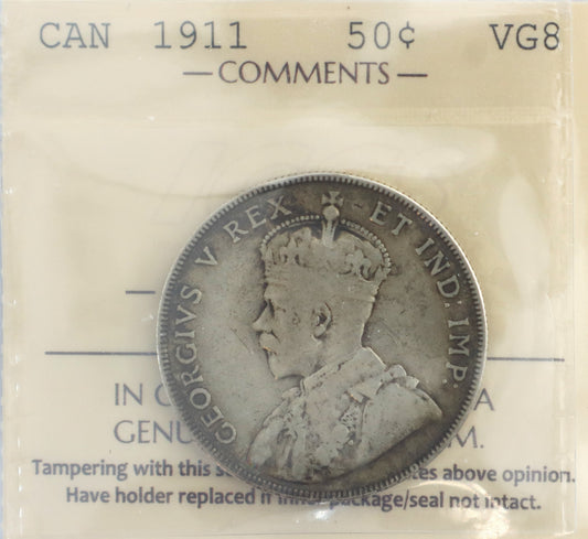 1911 Canada 50 Cent VG8 Cet. XDM 931