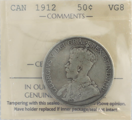 1912 Canada 50 Cent VG8 Cert. XDM 932