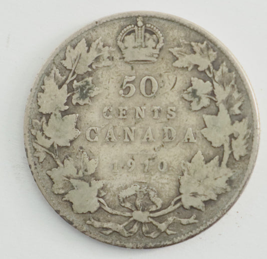 1910 Canadian Silver 50 Cent Coin Cat #C0106