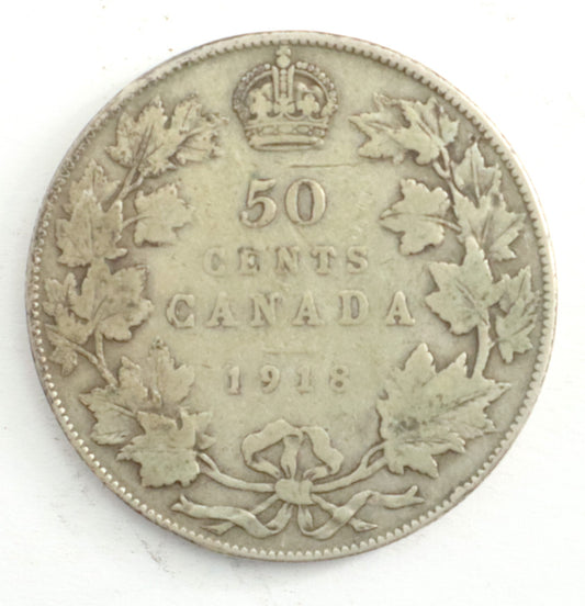 1918 Canadian Silver 50 Cent Coin Cat #C0109