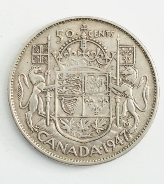 1947 Canadian Silver Coin Curve 7, Wide Date, C7W7 Cat #C0113