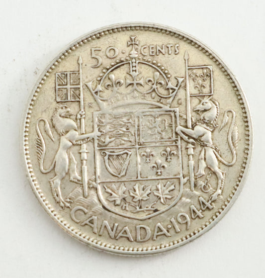 1944 Canadian Silver 50 Cent Coin Wide Date WD Cat #C0130