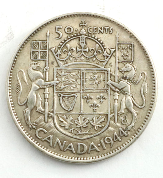 1944 Canadian Silver 50 Cent Coin Narrow Date ND Cat #C0131