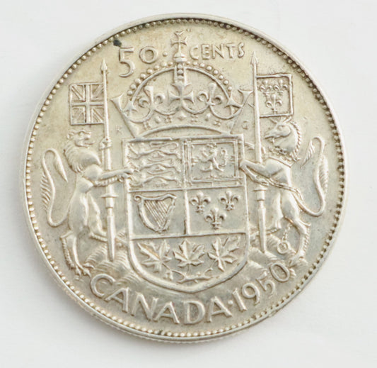 1950 Canadian Silver 50 Cent Coin Full Design FD Cat #C0137