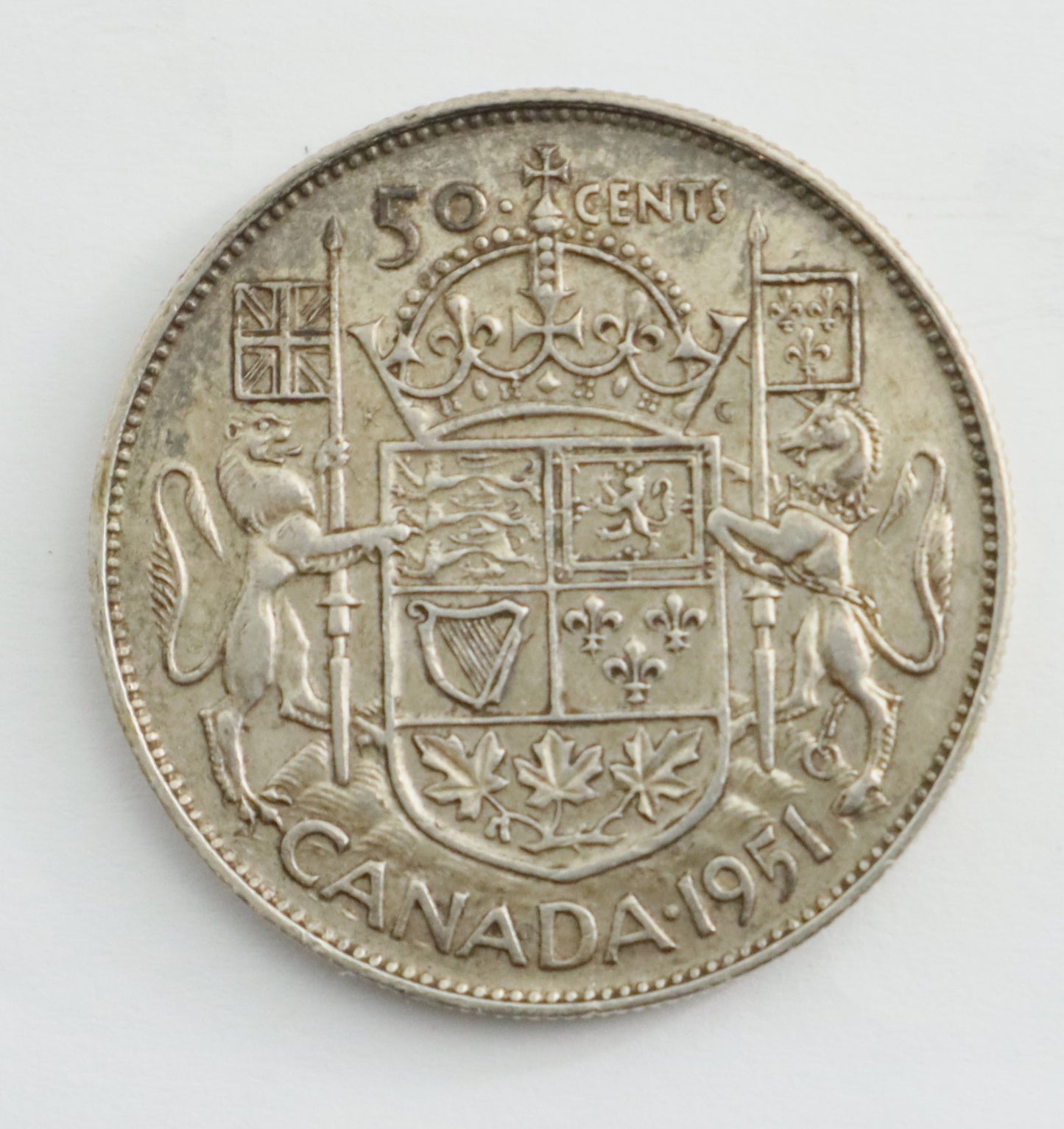 1951 Canadian Silver 50 Cent Coin Narrow Date ND Cat #C0140