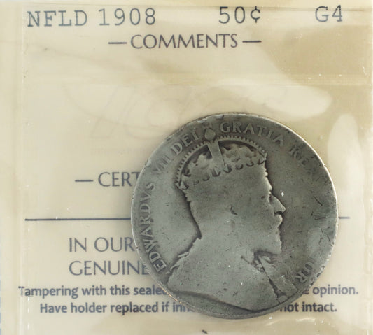 1908 NFLD 50 Cent G4 Cert. XDM 935