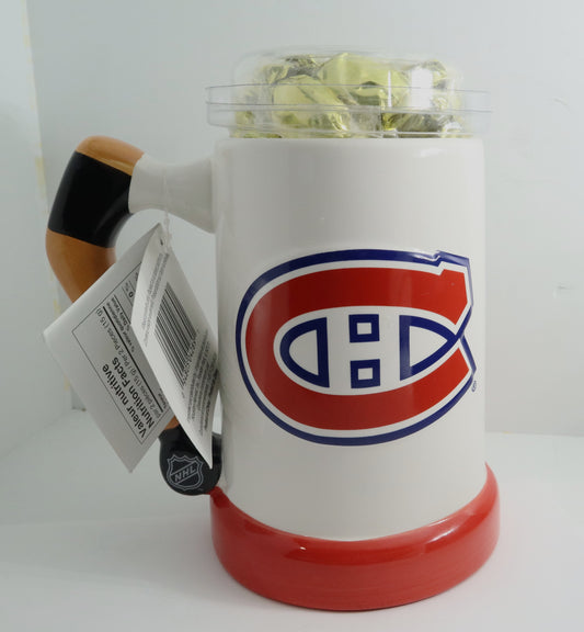 Beer Stein with Artifially Flavoured Toffee Candy Featuring the Montreal Canadiens.