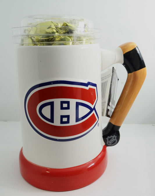 Beer Stein with Artifially Flavoured Toffee Candy Featuring the Montreal Canadiens.