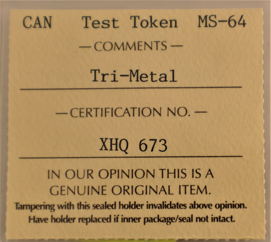 2018 Tri-Metal Test Token ICCS Grade MS-64 Cert# XHQ 673